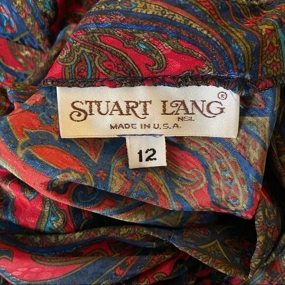 Vintage 80’s Stuart Lang Paisley Blouse 12 - Picture 7 of 10